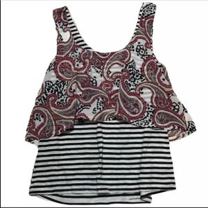 Anthropologie Meadow Rue Throughway Paisley Striped Layered Top Size small